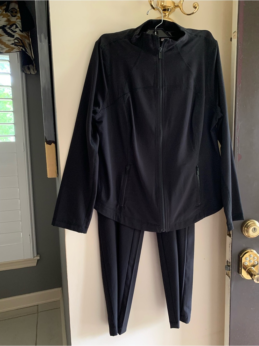 Chico’s z energy jacket ( size 1) and pants ( size  .5 ) new, black